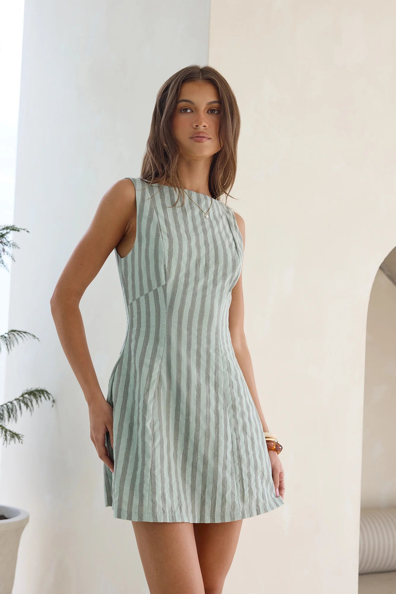 Fields of Wonder Mini Dress Green