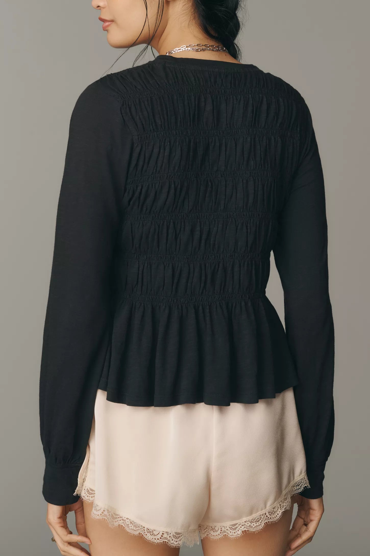 Pilcro Long-Sleeve Smocked Top